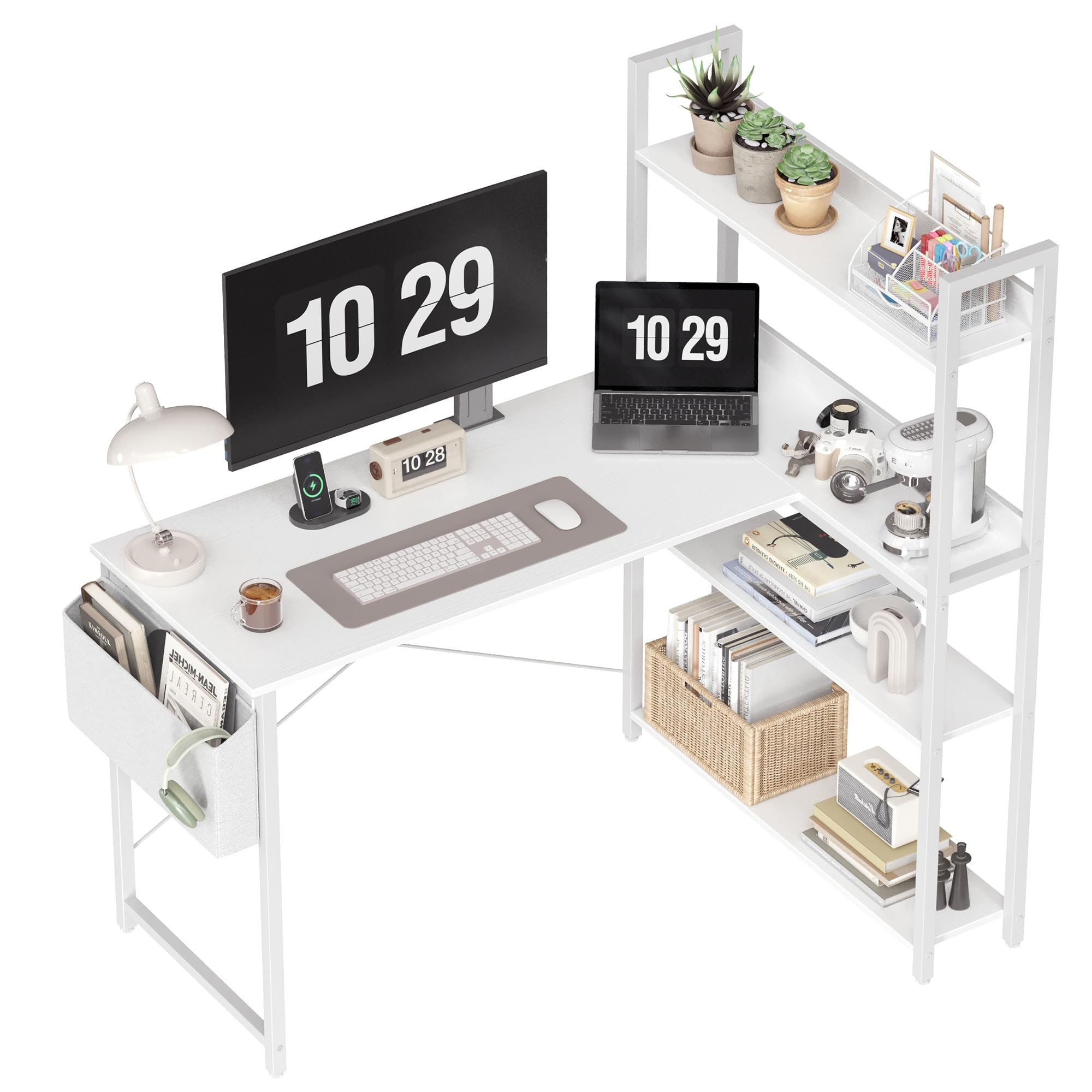 Amazon.com: Treesland 47 Inch Computer Desk with Bookshelf, Corner